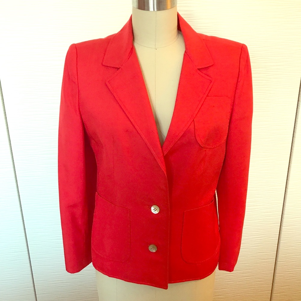 Vintage Silk ERNST STRAUSS Orange Blazer Jacket 8